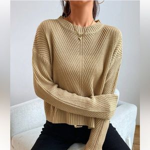 Drop Shoulder Ribbed Knot Sweater
